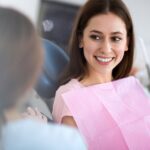 woman in dental chair for routine dental checkup